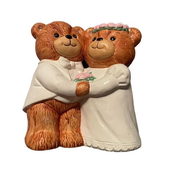 Enesco Bride & Groom Bear Cake Topper Wedding Couple Figurine Size 6" bank - Picture 2 of 10